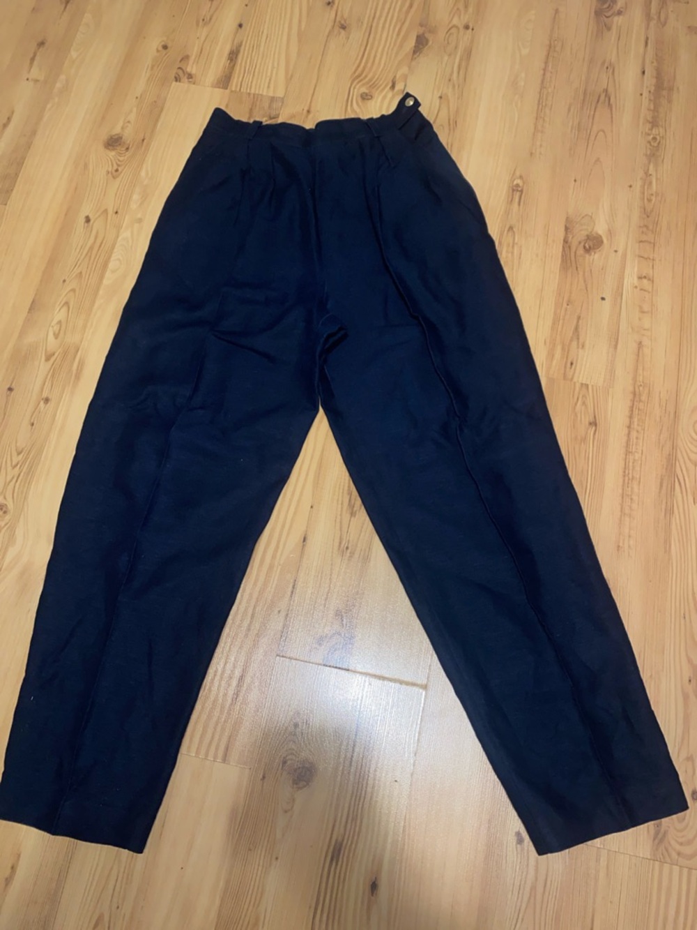 Sk & Company Pleated High-Waist Navy Blue Tapered Pants